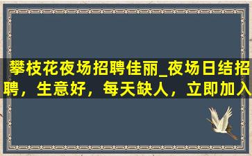 攀枝花夜场招聘佳丽_夜场日结招聘，生意好，每天缺人，立即加入